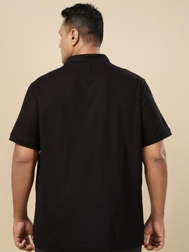 Image of TECHNOSPORT Men's Solid Slim Fit Polo Collar T-Shirt MATPIQ Half Sleeve Button Polyester for Gym Golf Casual Anti Odour UPF50+