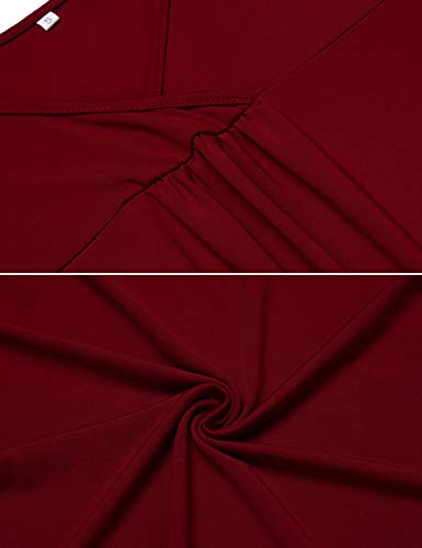 ZHENWEI Pyjamas Women Ladies Nightwear Pyjamas Set Pj Tshirt Pajama Sets Sleepwear With Long Striped Pants Red