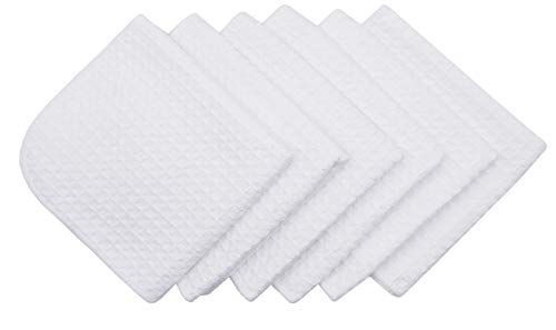 Mia'sdream Microfiber Cleaning Cloth Dish Cloths Waffle Weave Kitchen Dish Cleaning Rags 12Inch X 12Inch 6 Pack White #TOP1