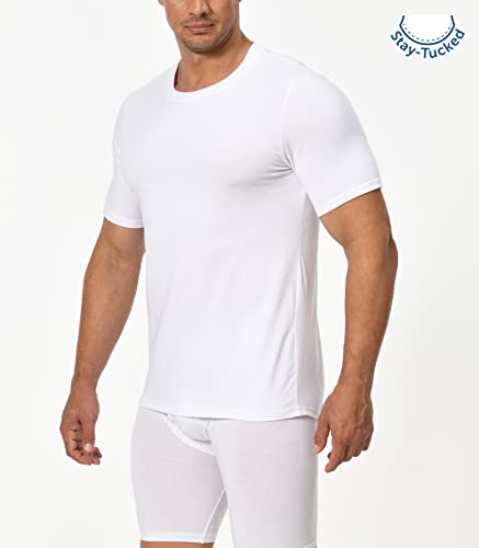 Comfneat Men's 3-Pack Stretchy Undershirts Crew Neck Long Back Hem T-Shirts3