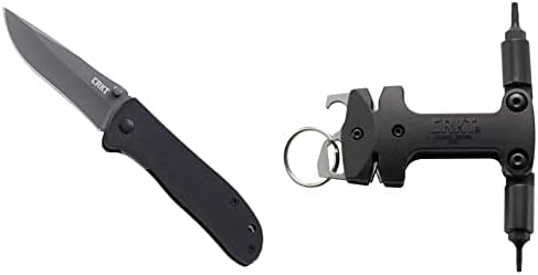 CRKT Drifter EDC Folding Pocket Knife: Everyday Carry & Knife Maintenance Tool: Tungsten Carbide Sharpener, Ceramic Sharpener Honing Edge, Torx Bits, Bottle Opener, Flat Screwdriver