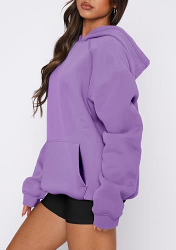 onlypuff Women Pullover Sweatshirt Long Sleeve Hoodies Kangaroo Pocket Fleece Basic Sweater