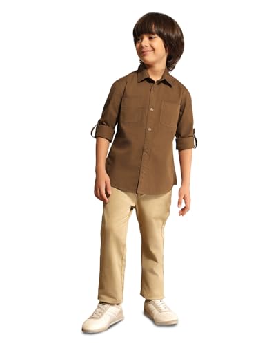 Image of Regular fit Solid Cotton Long Sleeves Casual Shirts