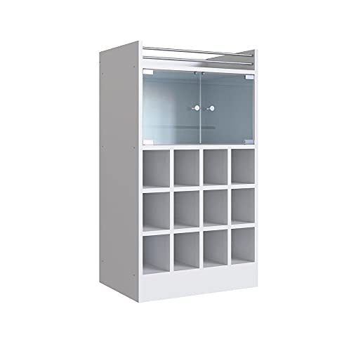Adega Bar para 12 Garrafas 2 Portas de Vidro Retrô Genialflex Branco 3 Adega Bar para 12 Garrafas 2 Portas de Vidro Retrô Genialflex Branco - Imagem 3