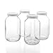 1790 Half Gallon Glass Jars (64oz) 4-Pack - Includes 4 Airtight Lids, Muslin Cloths, Rubber Bands - BPA Free, Dishwasher & Freezer Safe - Perfect for Kombucha, Kefir, Canning, Sun Tea, Fermentation