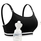 Momcozy 2-in-1 Hands Free Pumping Bra, Adjustable Breast Pump Bra with Wide Support Band for Breastfeeding Moms Black