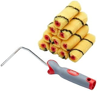 ProDec 11 piece 4 inch Medium Pile Woven Mini Paint Rollers with Soft Grip Frame for a Smooth Finish Painting with Emulsion Paints on Interior Walls and Ceilings, 4"