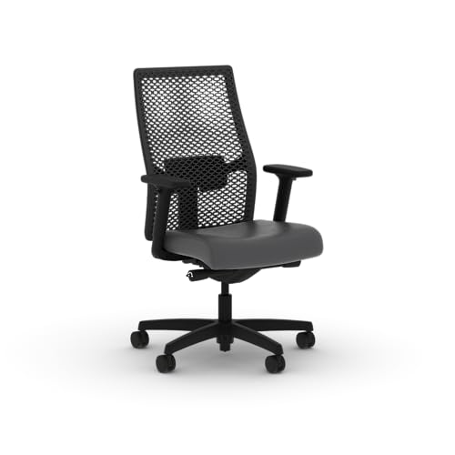 Image of HON Ignition 2.0 ReActiv Ergonomic Office Chair, Mesh Desk Chair with Lumbar Support, Advanced Synchro‑Tilt, Height and Width Adjustable Arms, Swivel Wheels, Black Frame, Graphite