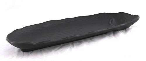 Lucky Star Melamine Plates Sushi Tonkatsu Tempura Dumpling Katsu Plates Platter Dishes Tray, 12-3/8" X 5-1/4", Irregular Shaped, Black (60, 12-3/8" X 5-1/4") #TOP3