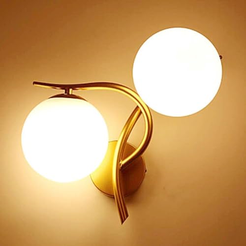Image of Golden Duel Globe Metal Frame Modern Design, Globe Shade Wall lamp, Wall Sconce (Pack of 1) (Bulb Not Included)