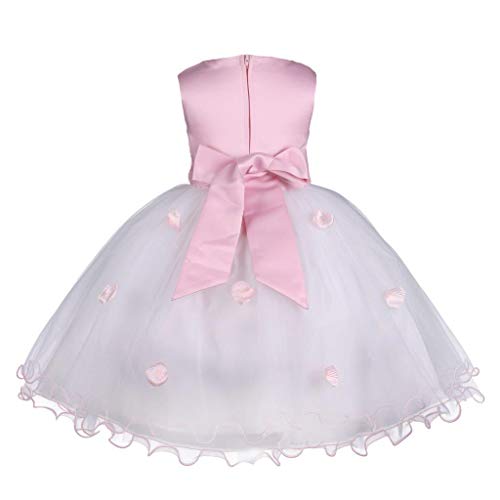 Pink Promise Flower Petals Ruffled Tulle Wedding Party Girl Princess Dress2