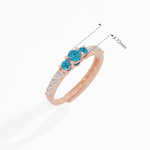 Image of U ARE 925 Sterling Silver 18K Gold and Rose Gold Plated Sparkling Three-Stone Ring | Gift for Women and Girls | With Certificate of Authenticity and 925 Stamp