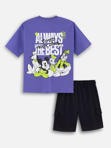 Image of Nap Chief Kids Cotton Official Disney Characters Print Co-Ord Set for Boys & Girls | Half Sleeve T-Shirt & Shorts Set | Soft Casual Summer Wear