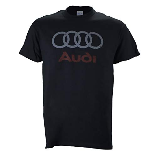 Audi Distressed Logo on a Black T Shirt