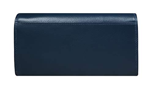 Image of Calfnero Women's Genuine Leather Wallet-Long Purse Wallet with Multiple Card Slots, Zip Pocket and Note Compartment (Blue)