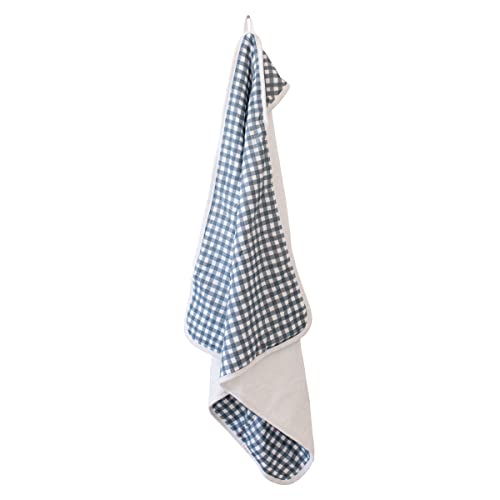 Image of Lulujo Hooded Towel Absorbent Cotton Dual Layer, 40 x 40-inches, Navy & Gingham