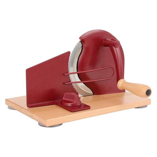 Image of CAWIU Manual Bread Slicer with Hand Crank- Adjustable Thickness Bread Cutter for Even Slices, Perfect for Homemade Sourdough, Sandwich, and More, Red