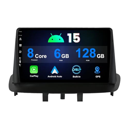 MISONDA 6G+128G Stéreo Autoradio Android 15 para Renault Megane 3 (2009-2014) -9 Pulgadas IPS- Cámara y Mic con GPS Navigation+DSP+Carplay+Android Auto Soporte BT5.0/WLAN/SWC/Dab/RDS/FM