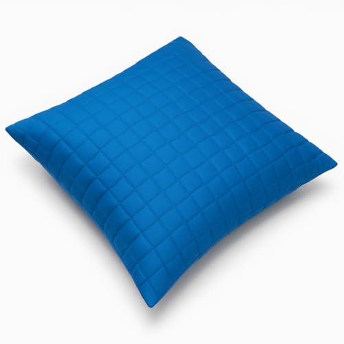 Image of Premium Quilted Cushion Cover 16x16 Inch - Dupion Silk Blend - Soft & Durable Decorative Pillow Cover for Sofa, Bed, Living Room - Set of 5 pc (Dark Turquoise)