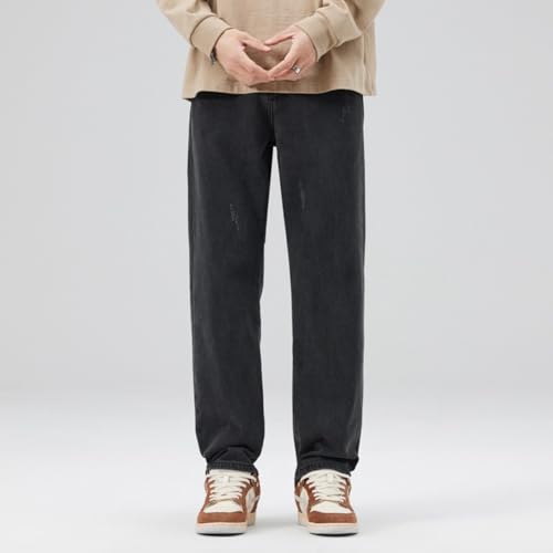 Jeans Pants Trousers Denim Black Men's Loose Straight Leg Wide Oversized Drop Down Trendy Simple Spring2