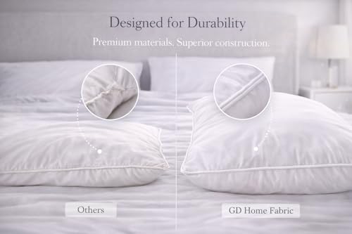 Image of Goose Feather Pillow Pack of 2 (20x30 in, Queen) | Premium Goose Feather Filling | Soft, Fluffy Hotel Quality | Breathable Cotton Cover | Medium Firm Support | White