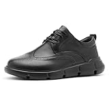 Men's Orthopedic Leather Dress Walking Shoes: Lightweight Fit Plantar Fasciitis Fashion Wear Business Formal Oxford, Heel Cushion Sole Ergonomic Arch Support Diabetic Indoor Oxfords Black Size 12