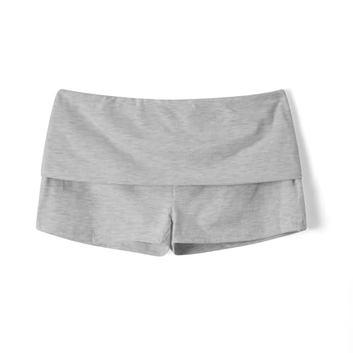 Image of Women Fold Over Mini Shorts Y2K Lounge Pajama Bottoms Low Rise Booty Shorts