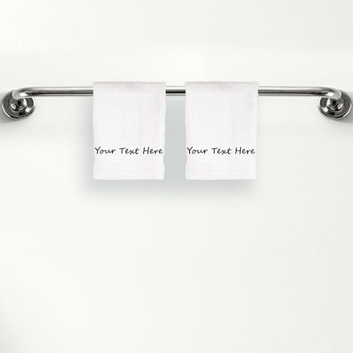 Qute Home Personalized Custom 2-Piece Washcloths Set – 100% Cotton, Soft & Absorbent – Embroidered Name or Monogram – Hotel Towels for Bathroom, Spa, Hotel, Wedding & Gift – White