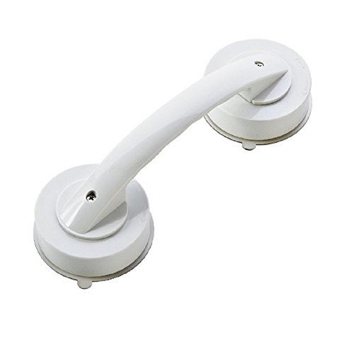 Home-organizer Tech Multifunction No Drilling Needed 8" Length Suction Grab Bar Bath Handle Bathroom Armrest Balance Assist Bar with Strong Suction Cups (White) - Thumbnail 2