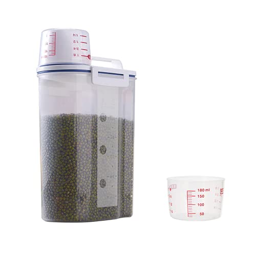 Contenitore Per Alimenti Sfusi Da 10 L Con Coperchio Dosatore Scorrevole, Plastica Trasparente Senza BPA, Per Riso, Pasta, Farina E Cereali, Bianco, Dimensioni 29x28x13 Cm