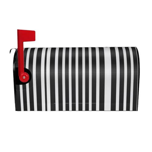 Black & White Stripe Print Mailbox Cover Durable Oxford Cloth for American Standard & Large Size Mailboxes