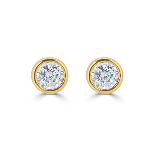 1/4cttw diamond bezel stud earrings set in 14k gold. your choice …