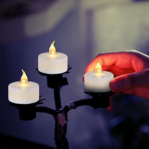 Flameless Led Tea Light Candles: 12 Pack Battery - Powered Fake Candles,Batteries Included,Unscented,For Seasonal & Festival Celebration,Warm Yellow Light,Replicate The Flicker Of A Real Candle. #TOP4