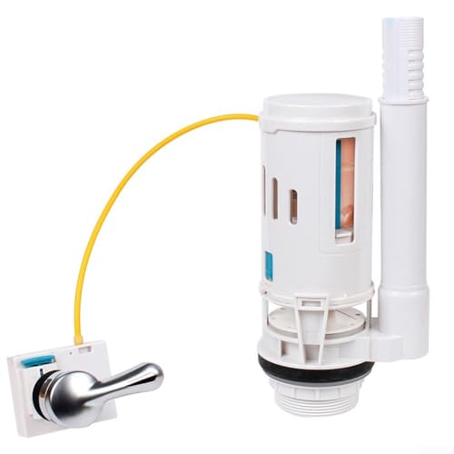 Toilet Dual Flush Valve with Push Button, 2 in Toilet Cistern Flush Valve Overflow Lever Operated Dual Flush Toilet Tank Toilet Flush System Replacement(For 2-Piece)