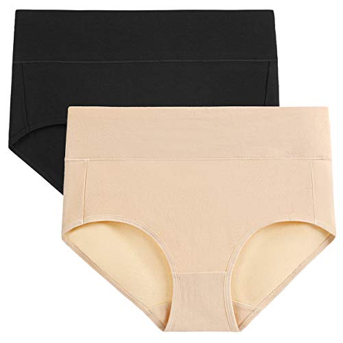 Image of wirarpa Women's Cotton Underwear High Waist Full Coverage Brief Panty Multipack