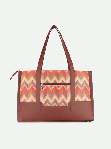 Image of ZOUK Handcrafted Vegan Leather Travel Tote Bag for Women with Multiple Compartments | Spacious Water-Resistant Shoulder Bag for Travel, Vacation, Day Trips |