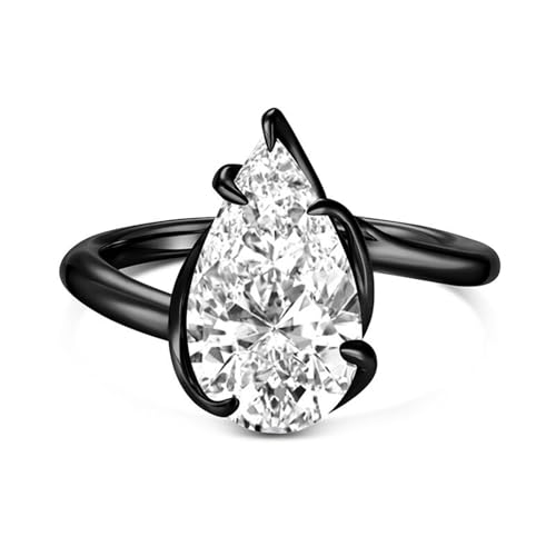 Jeulia Engagement Rings for Women;925 Sterling Silver D Color VVS1 Diamond Halo Anniversary Wedding Promise Ring 10.37CT Pear Cut Moissanite Black Plated Band with Jewelry Gift Box