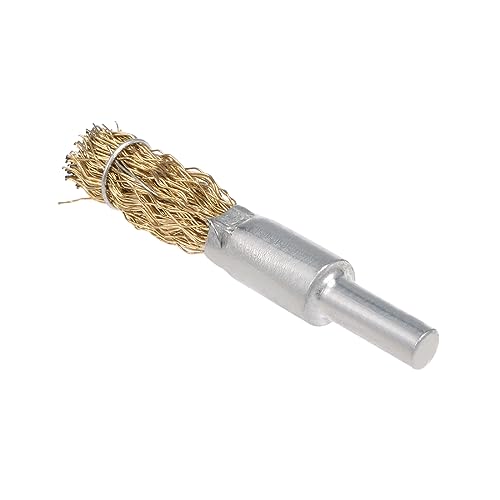 Image of uxcell 10mm Wire Wheel Brush Cup Copper Plated Crimped Steel with Shank 0.012-inch Wire Dia 6 Pcs