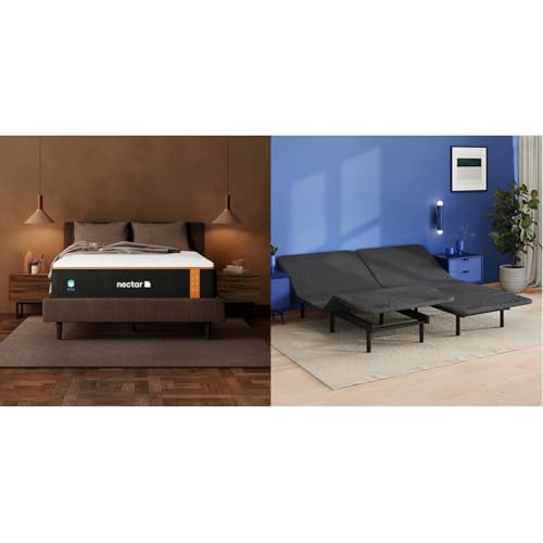 Nectar King Classic Adjustable Base & 14” Mattress - Head &...