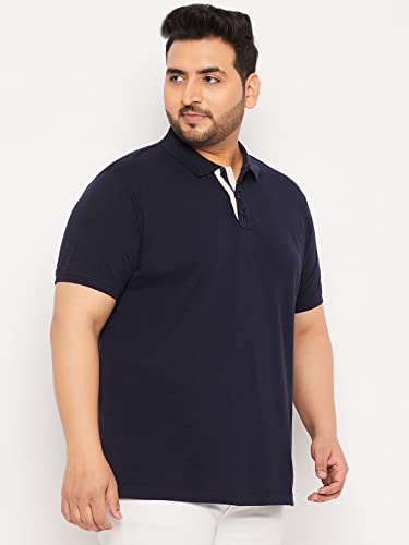 Image of Club York Men Cotton Blend Half Sleeve Polo Neck Solid Plus Size T-Shirt