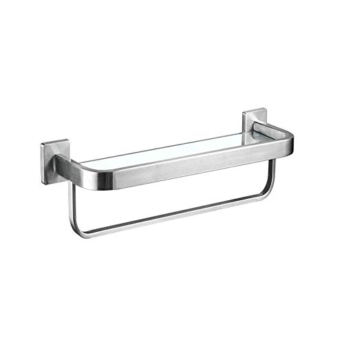 Étagère salle de bain inox et verre trempé haut de gamme avec porte-serviettes