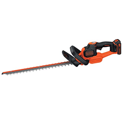 BLACK+DECKER Heckenschere Akku mit Schnellladegerät - Astschere mit Antiblockierfunktion (mit Antiblockierfunktion - 18mm Schnittstärke zum Schneiden mittelgroßer Hecken - 18V - 2,9kg) GTC18502PC*