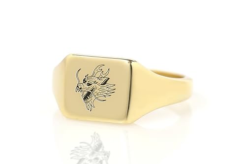 Cadeau pour lui : bague personnalisée avec dragon gothique unisexe