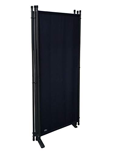 QUICK STAR Paravent 3 Teilig 170 x 165 cm Stoff Raumteiler Trennwand Balkon Sichtschutz Stellwand Faltbar Schwarz