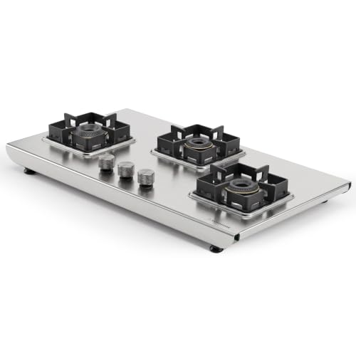 Image of Sunshine Osaka 3 Burner SS Gas Stove | Manual Ignition | ISI Certified | 2mm Heavy-Duty Body | Forged Brass Burners | Ultra Slim Design | 10-Year Burner Warranty | Trusted Since 1978