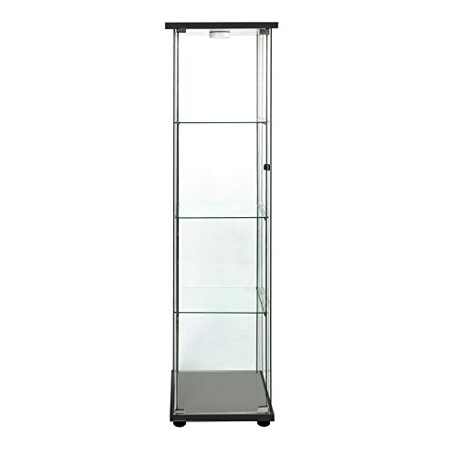 FANYUSHOW Glass-Door Cabinet, 4-Shelf Curio Cabinet,Black - Thumbnail 3