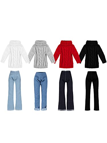 Bencailor 8 Pieces 11.5 Inch Winter Doll Clothes and Accessories Cotton Winter Sweaters Denim Pant Regular Outfit Clothing for 11.5 Inch Doll(Multi Color)