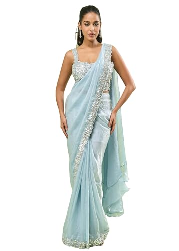 Sari de seda satinada de dos tonos para lucir espectacular y cómoda