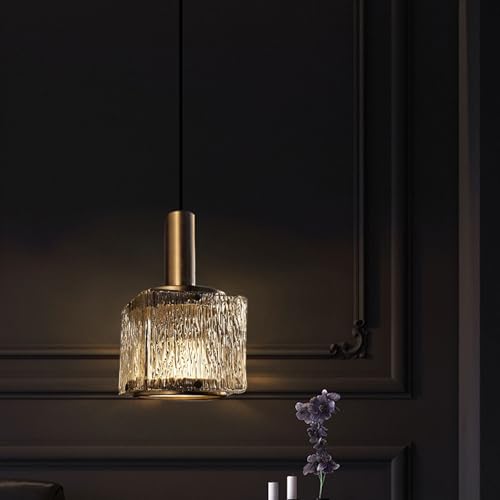 Lámpara de barra y cabecera en cristal cuadrado dorado moderno 5