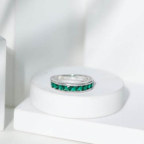 Certified Lab Grown Emerald Anniversary Ring, Aaaa Quality, Emerald Half Eternity Band - Ready To Gift4